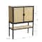 Hello Honey® 47" Boho Woven Rattan and Wood Cabinet with Doors, Shelf, and Interior Storage Compartments